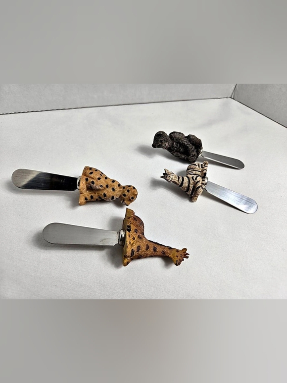 Safari Wild Animal Figural Cheese Spreaders Cheese Butter Spread Knives Set Of 4